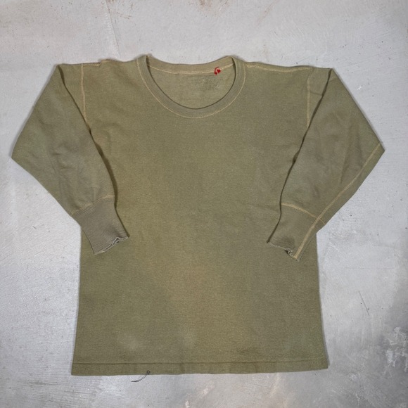Other - Vintage 1940s Military Long Sleeve Undershirt Olive Drab wool Crew Neck WWII
